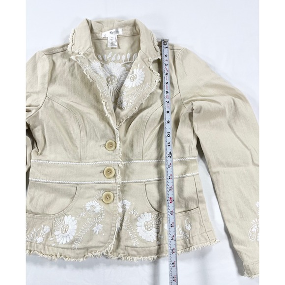 VTG Y2K Floral Embroidered Denim Jacket Blazer Boho Cottage Western Women's 8‎ - Picture 8 of 9